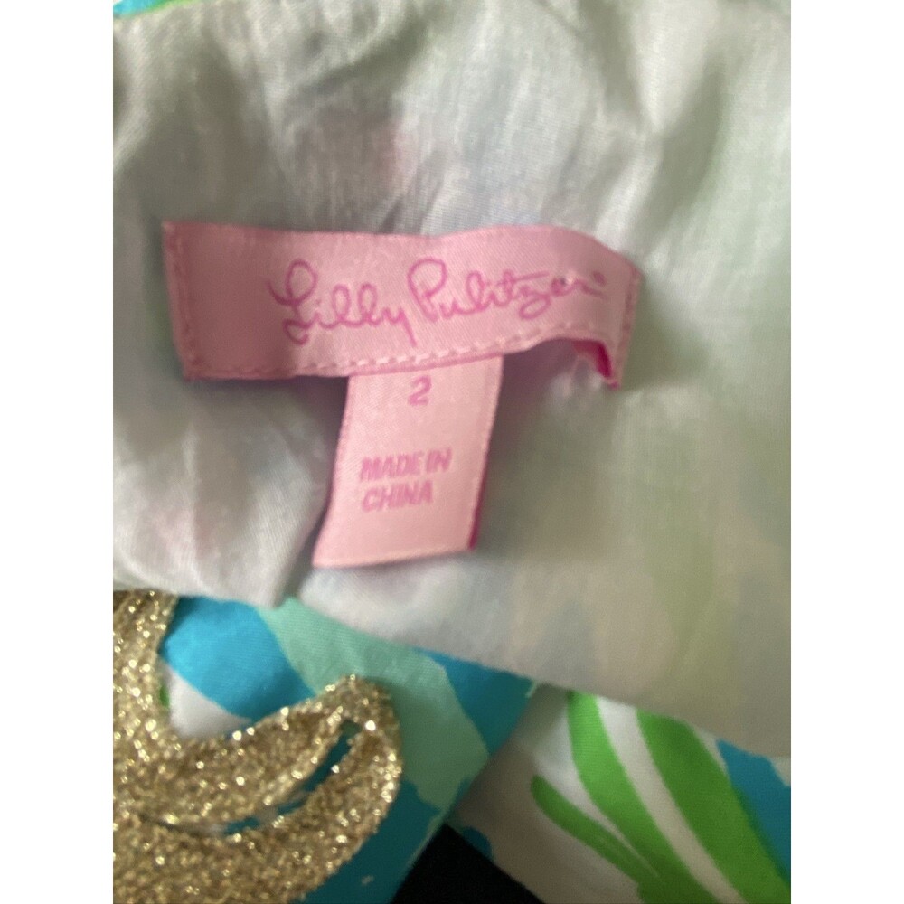 Lilly Pulitzer Janice Shift Dress Womens 2 Blue Lighthouse Gold Trim Sleeveless - Picture 7 of 9